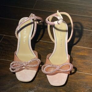 Gianni Bini’s Haydn Clear Rhinestone Bow Ankle Strap Dress Heels